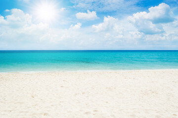 tropical beach with blue sky
