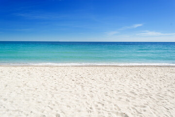 tropical beach with blue sky