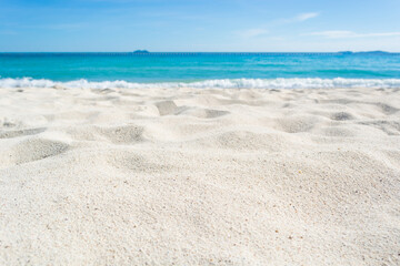 close up sand beach with blue sky