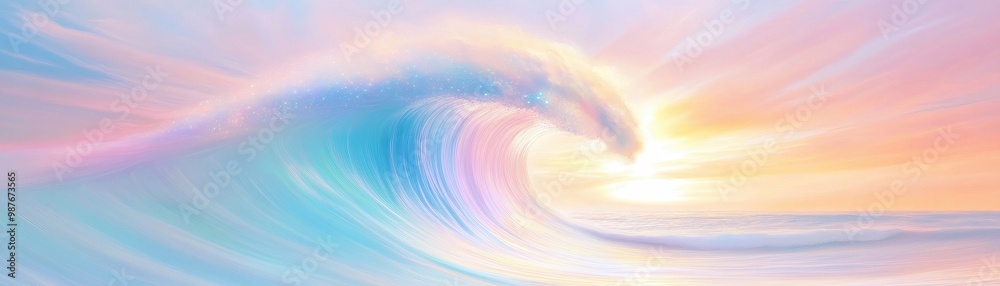 Canvas Prints a wave with a rainbow cresting it