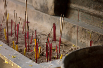 incense sticks in a buddhist temple