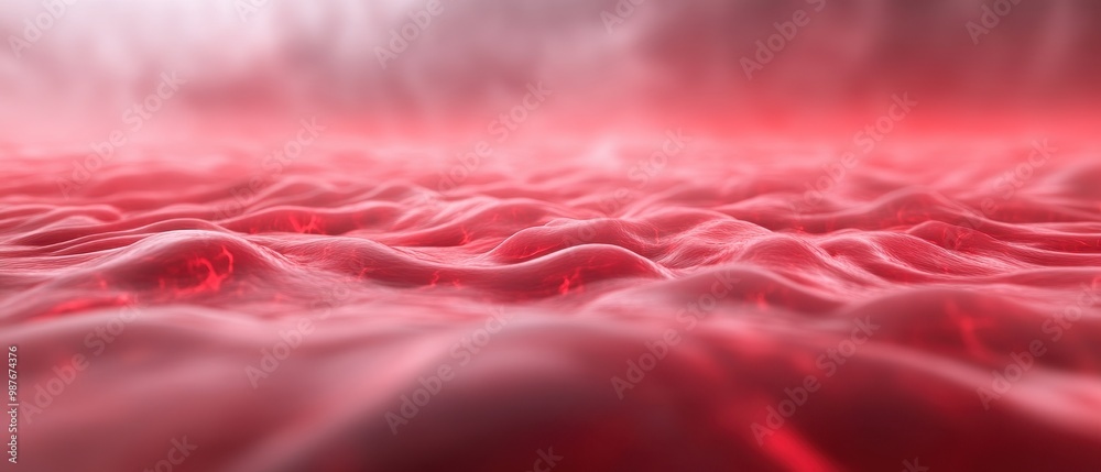 Canvas Prints a red ocean with a red wave