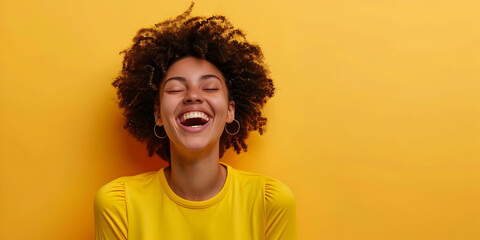 Joyful Woman with Copy Space for a Message of Happiness