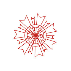 Doodle frame medal ribbon mandala or decoration illustration that can be use for background, sticker, scrapbook and etc. | Aesthetic with red color