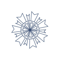 Doodle frame medal ribbon mandala or decoration illustration that can be use for background, sticker, scrapbook and etc. | Aesthetic with blue color