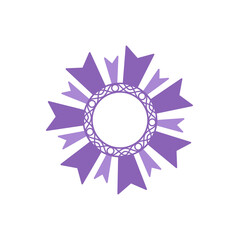 Doodle frame medal ribbon mandala or decoration illustration that can be use for background, sticker, scrapbook and etc. | Aesthetic with purple color