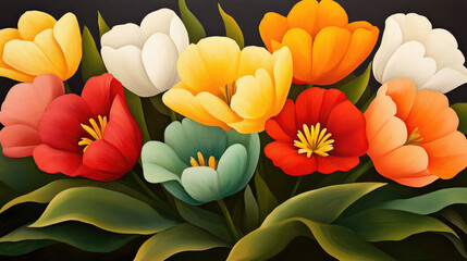 Obraz premium Discover the beauty of a vibrant garden captured in this oil painting, showcasing a harmonious blend of colors and nature's artistry. Perfect for art lovers.