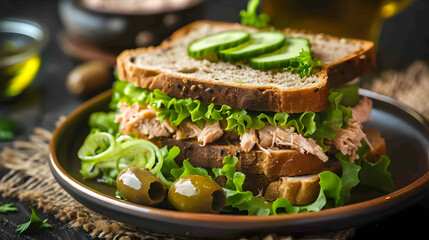 Tuna Sandwich with Cucumber and Olives A Delicious and Healthy Lunch