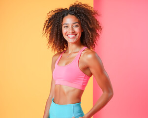 Naklejka premium athletic woman in sportswear leggings