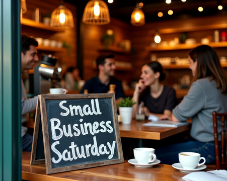 Small business saturday: cozy cafe gathering with friends and coffee