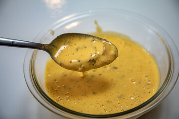 Classic Bernaise sauce, a French sauce made with eggs, butter and tarragon