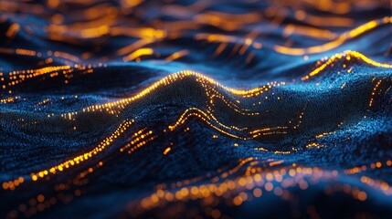 Futuristic Big Data Analysis Concept - Digital Streams of Data Points in 3D Illustration