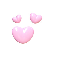 3d pink heart shape, icon heart