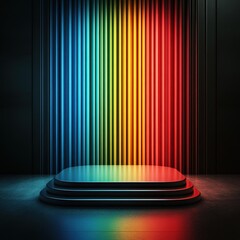 Neon Rainbow Stage with Platform.
