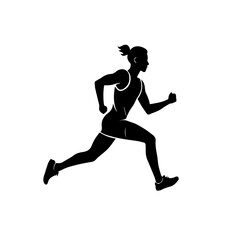 Running Athlete Silhouette Vector Icon. Dynamic Sports and Fitness Design.