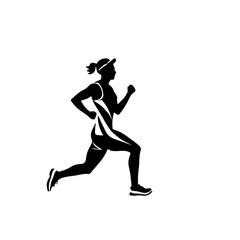 Running Athlete Silhouette Vector Icon. Dynamic Sports and Fitness Design.