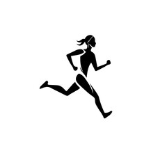 Running Athlete Silhouette Vector Icon. Dynamic Sports and Fitness Design.