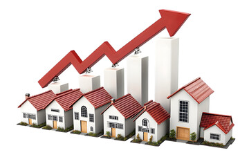 Houses with red arrows pointing up