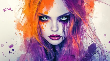 Fototapeta premium A Woman's Portrait In a Purple Haze