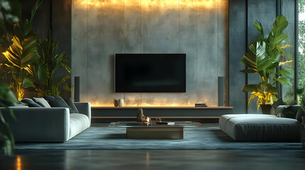 Modern Living Room Interior Design 3D Illustration