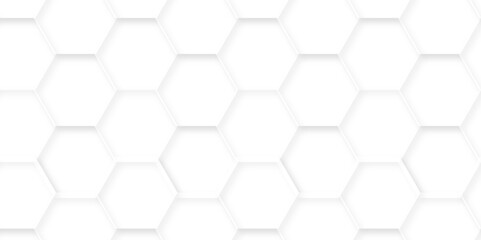 Honeycomb geometric white hexagon creative grid mess cell web design. seamless mosaic and tiles square technology science abstraction digital pattern.