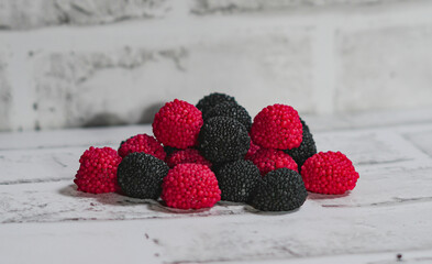 black and red gummy berries