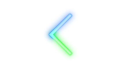 Neon icon chevron left symbol blue green color transparent background