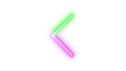 Neon icon chevron left symbol green purple color transparent background
