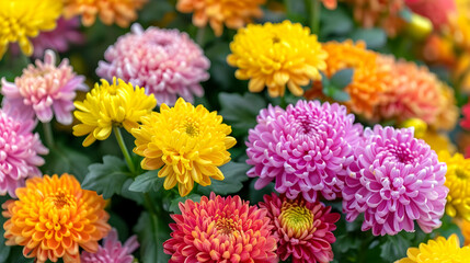 Vibrant Chrysanthemum Flowers in Full Bloom