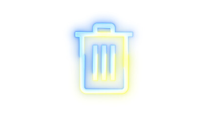 Neon icon delete symbol blue yellow color transparent background