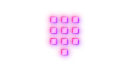 Neon icon dial pad symbol pink purple color transparent background
