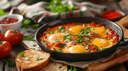 Shakshuka A Middle Eastern Delight With Eggs and Tomato Sauce