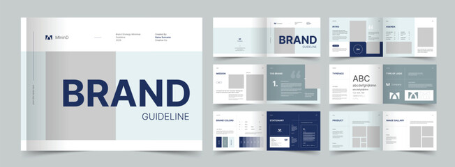 Landscape Brand Guideline Presentation Layout, Minimalist luxury Brand Guide Template, Brochure Template