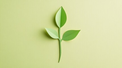 Paper cut green sprout on light background great for nature-themed children’s book illustrations or environmental designs