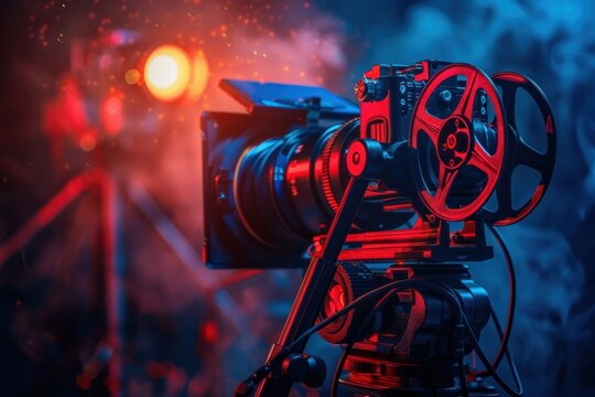 Abstract conceptual shot of film production, highlighting visual elements.