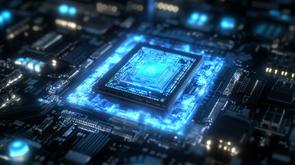 Obraz premium A microchip in a sleek. anime-style communicator. showing vibrant character avatars. 