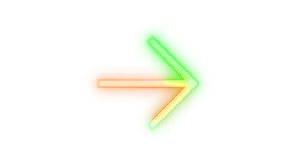 Neon icon forward symbol brown green color transparent background