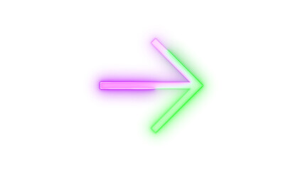 Neon icon forward symbol green purple color transparent background