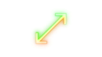 Neon icon full screen arrow symbol green brown color transparent background