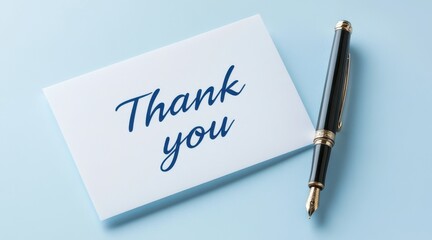 Elegant "Thank You" Note with Fountain Pen, symbolizing gratitude and appreciation.