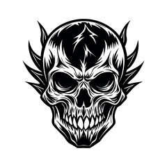 Print black and white skull silhouette