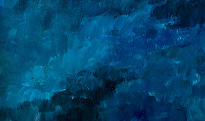 Abstract blue background, paint art, acrylic hand made illustration