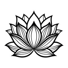 lotus black and white vector silhouette 