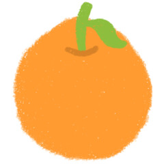 오렌지 크레파스 손그림 일러스트