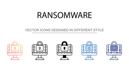 Ransomware icon design with white background stock illustration