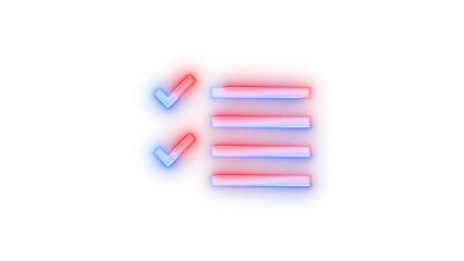 Neon icon multi select symbol blue red color transparent background
