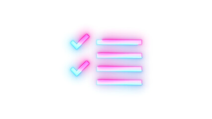 Neon icon multi select symbol cyan pink color transparent background