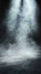 Fototapeta premium A dramatic scene featuring beams of light illuminating swirling mist, creating a mysterious and atmospheric effect.