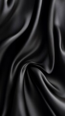 Fototapeta premium Close-up of luxurious black satin fabric, showcasing smooth texture and elegant drapes. Ideal for fashion and design backgrounds.