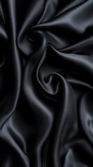Fototapeta premium Elegant black satin fabric, showcasing smooth texture and luxurious sheen, ideal for fashion and design projects.